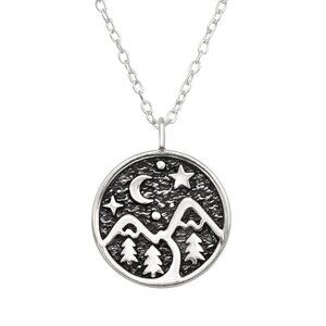 Sterling Silver Starry Night Mountain Pendant